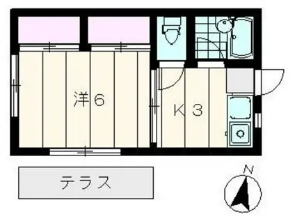 京王相模原線 京王堀之内駅 徒歩10分 2階建 築30年(1K/1階)の間取り写真
