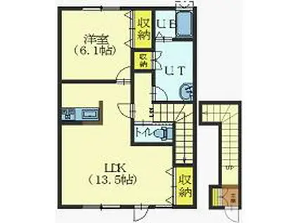 CS HIGASHIYAMA当社管理物件(1LDK/2階)の間取り写真