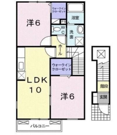 リバーサイド エアリーII(2LDK/2階)の間取り写真