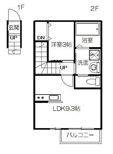 FAB南仙台(1LDK/2階)の間取り写真