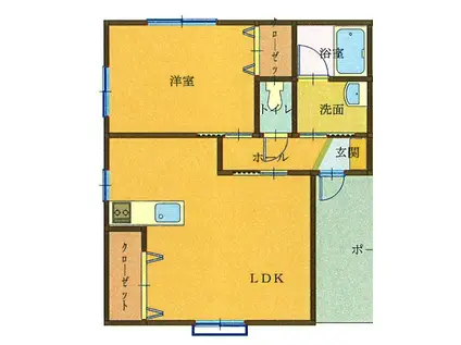 FINE COURT(1LDK/1階)の間取り写真