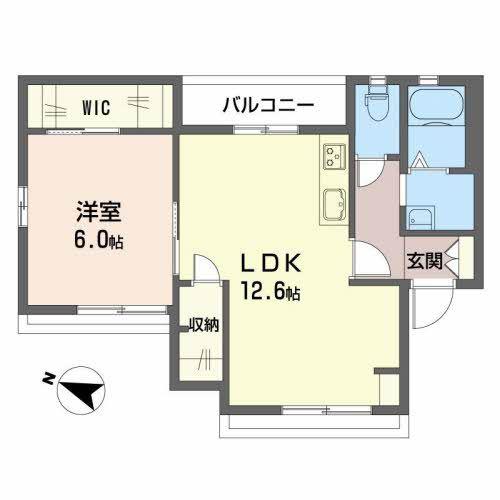 カーサ翠(1LDK/2階)の間取り写真