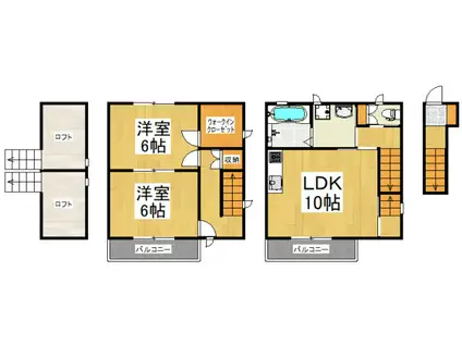 クルトーア松山(2LDK/2階)の間取り写真