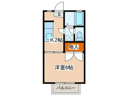 ノースヒルズ(1K/2階)の間取り写真