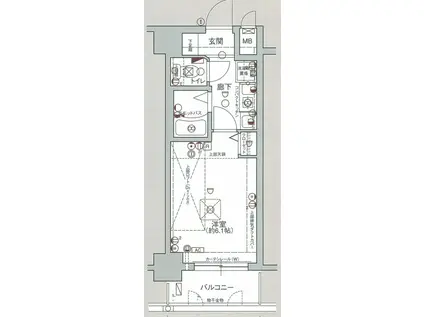 エステムコート四天王寺夕陽丘(1K/9階)の間取り写真