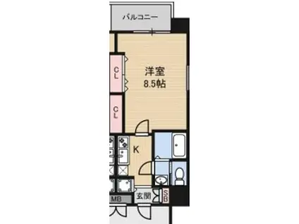 LUXE江坂II(1K/9階)の間取り写真