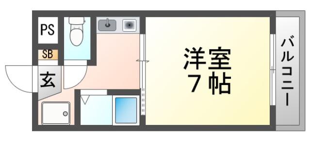 ローズインローズ2(1K/3階)の間取り写真