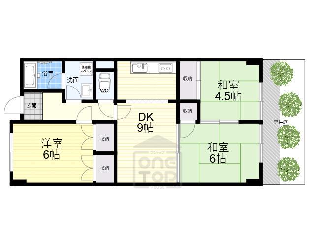 吉田マンション東雲パート2(3LDK/1階)の間取り写真