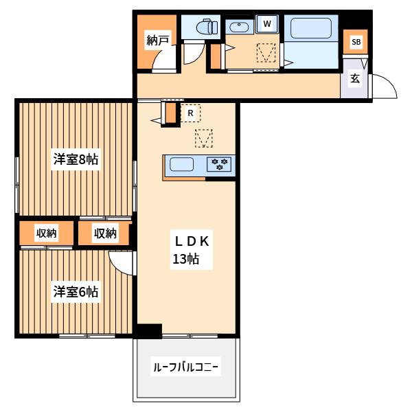 SOLANAⅡ(2SLDK/2階)の間取り写真