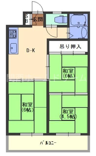 第2シャトー三ツ島(3DK/7階)の間取り写真