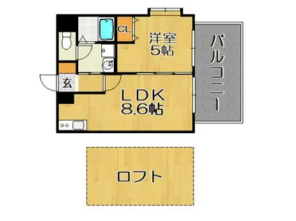 フィオーレ天神南(1LDK/5階)の間取り写真