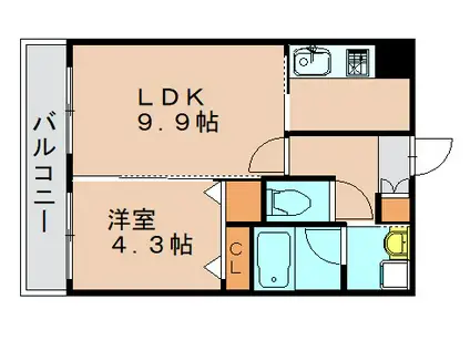 コンダクト福岡東(1LDK/7階)の間取り写真