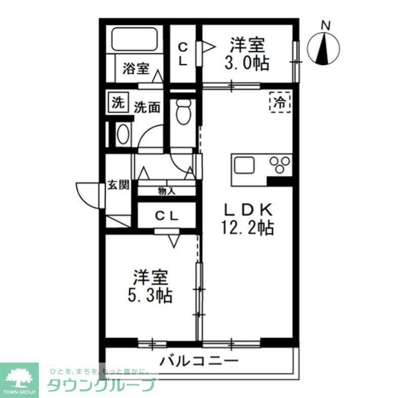 NOBLE RAFFINER 元町(2LDK/2階)の間取り写真