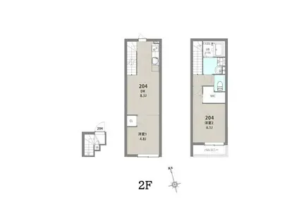 ミハス中野新井薬師II(2LDK/2階)の間取り写真