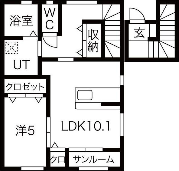 アクアコート D(1LDK/2階)の間取り写真