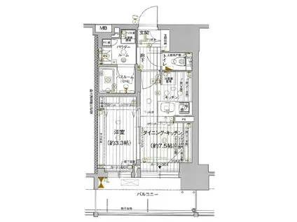 プレサンスロジェ大阪南森町(1LDK/2階)の間取り写真