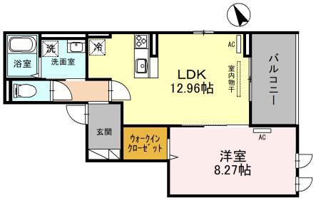 RAINBOW(1LDK/2階)の間取り写真