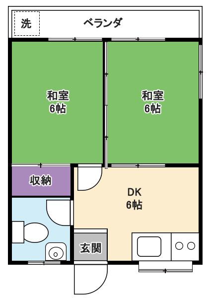 高里アパート(2DK/3階)の間取り写真