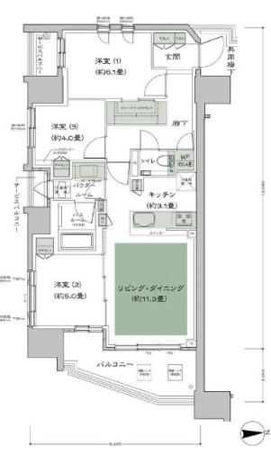 シティタワー品川パークフロント(3LDK/17階)の間取り写真