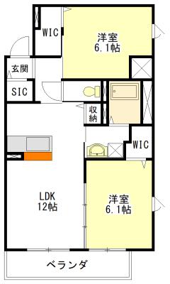  クレド桜橋(2LDK/1階)の間取り写真