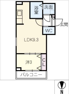 ジーメゾン名港ベイリス(1LDK/1階)の間取り写真