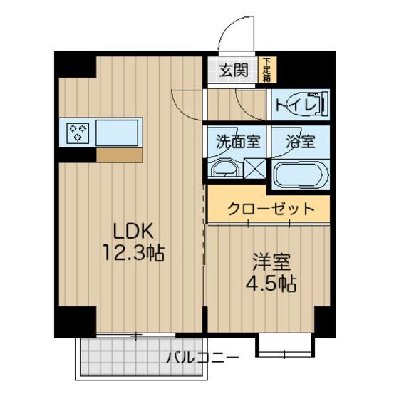OVEST平成(1LDK/2階)の間取り写真