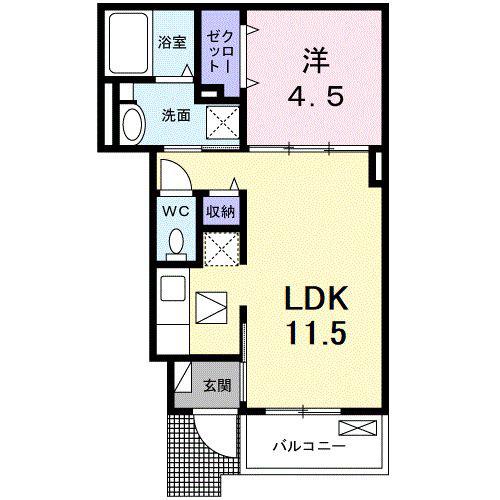 メゾン リアン(1LDK/1階)の間取り写真