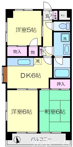 サンパレス(3DK/1階)の間取り写真