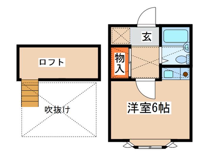 アーバンライフB棟(ワンルーム/1階)の間取り写真