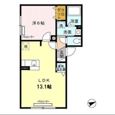 リビングタウン山の手F(1LDK/1階)の間取り写真