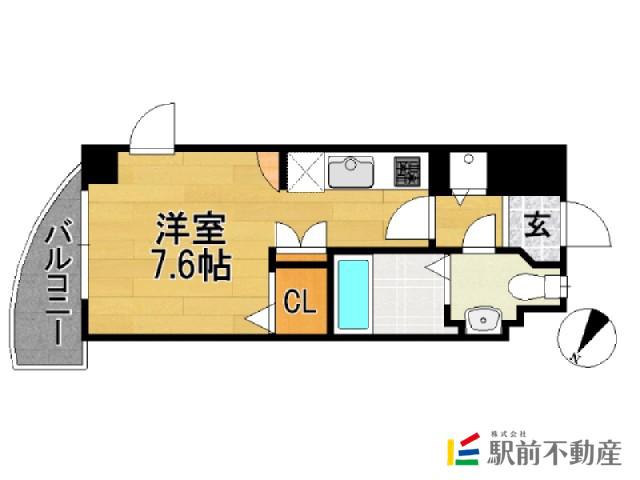 エンクレスト天神東(ワンルーム/6階)の間取り写真