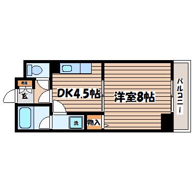 サンビレッジ(1DK/2階)の間取り写真
