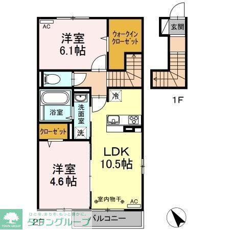 ルシアン(2LDK/2階)の間取り写真