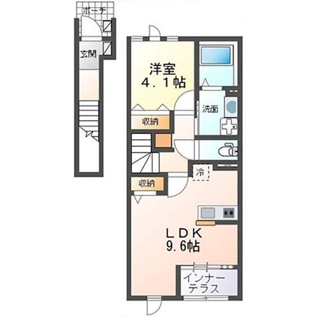 イストワールB(1LDK/2階)の間取り写真