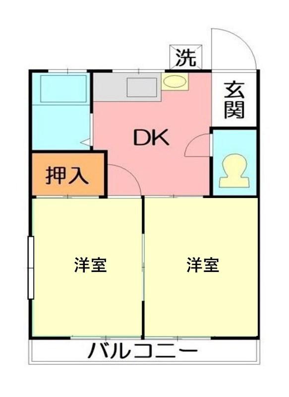 清水ハイツ(2K/2階)の間取り写真