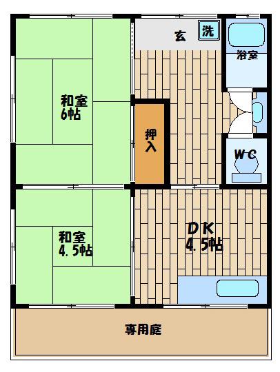 中野文化(2DK/1階)の間取り写真