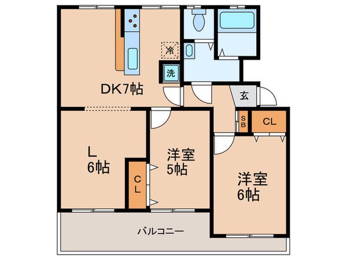 長津田団地12号棟(2LDK/3階)の間取り写真