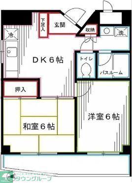 タカギビル8(2DK/6階)の間取り写真
