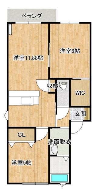 グリーンハイツC棟(2LDK/2階)の間取り写真