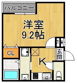 フジパレス宝塚中野町(1K/1階)の間取り写真