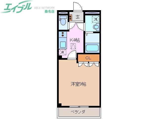 キャメロットII(1K/2階)の間取り写真
