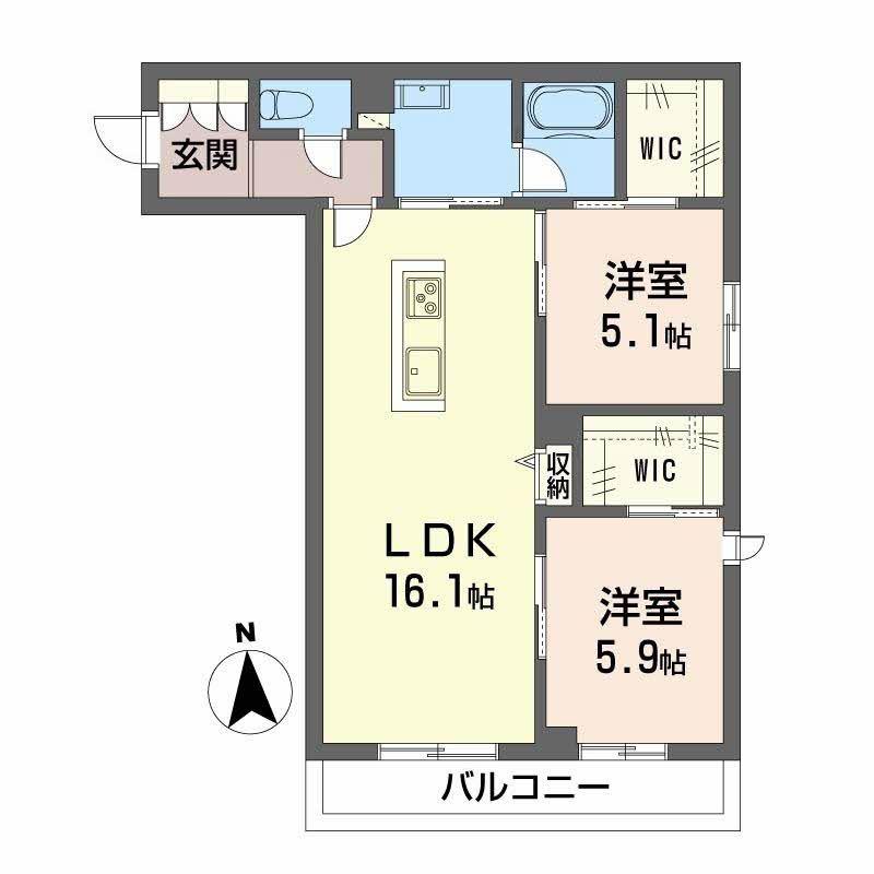 グランフィール(2LDK/2階)の間取り写真
