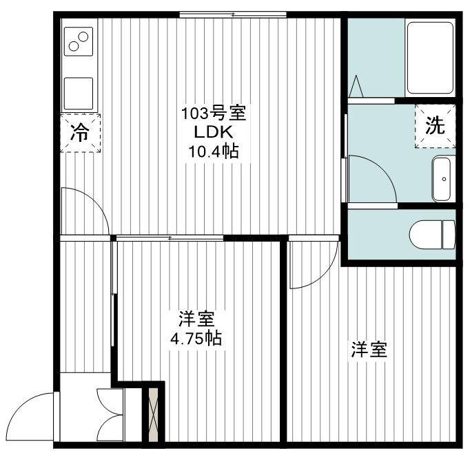 シュカ千川(2LDK/1階)の間取り写真