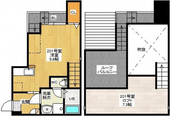 MAISONETIC 平和記念公園(ワンルーム/2階)の間取り写真