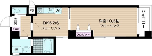 アネシス白山(1DK/2階)の間取り写真