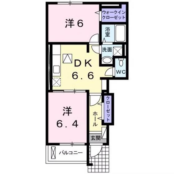 ラウレアIII(2DK/1階)の間取り写真