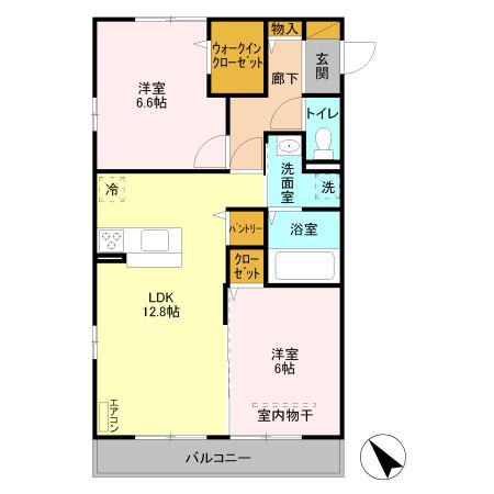 クレストール北館(2LDK/2階)の間取り写真