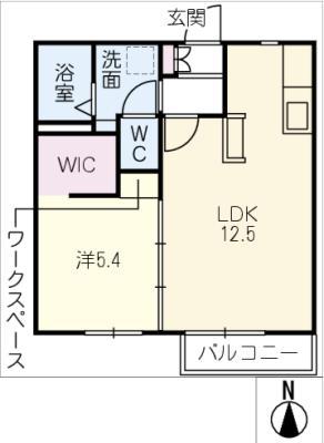 ルミエール牛川通(1LDK/2階)の間取り写真