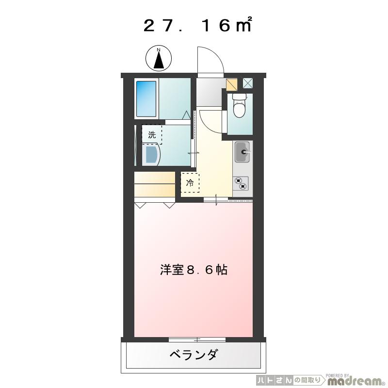 メゾン彩月(1K/2階)の間取り写真