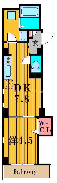 ジスタス入谷(1DK/3階)の間取り写真